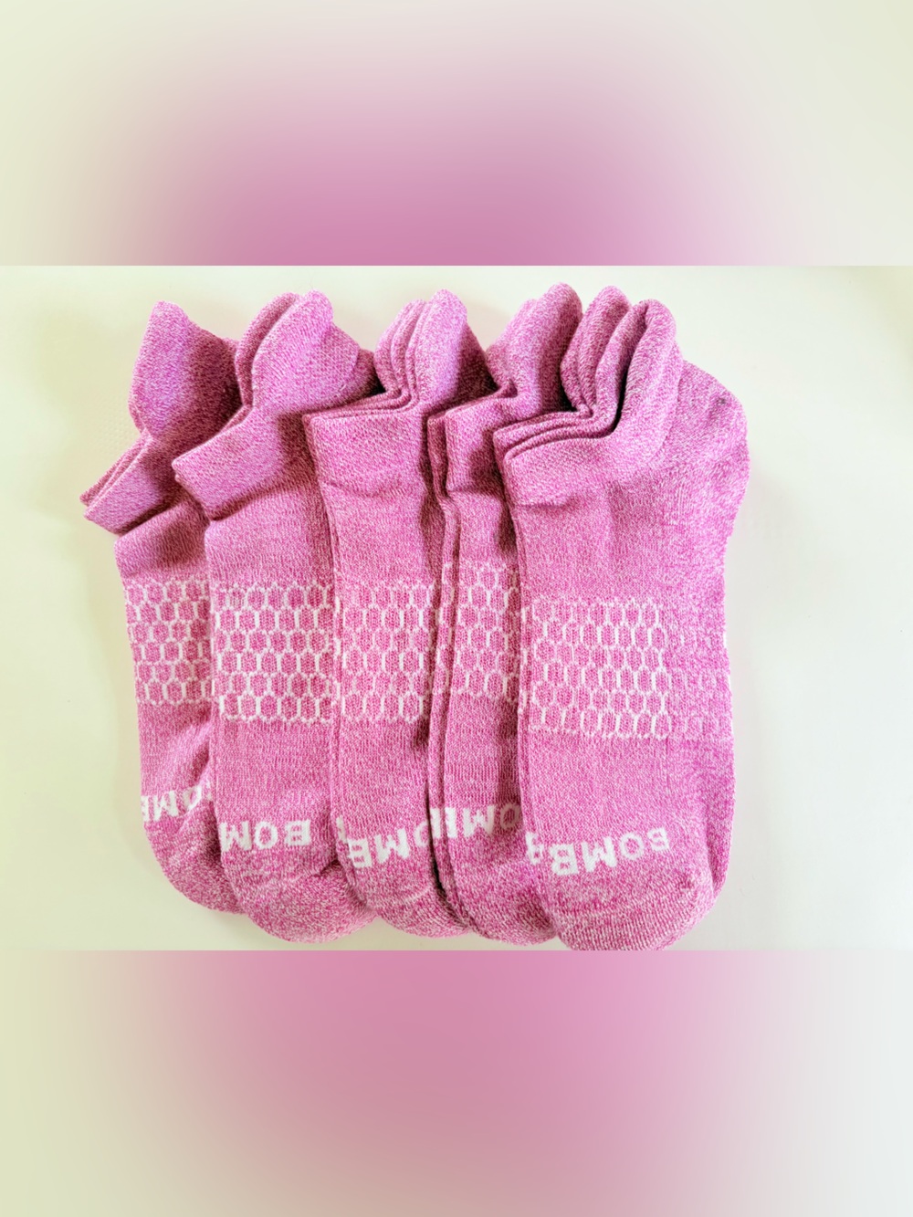Bombas 5 Pack Pink Cushioned Ankle Socks Size M